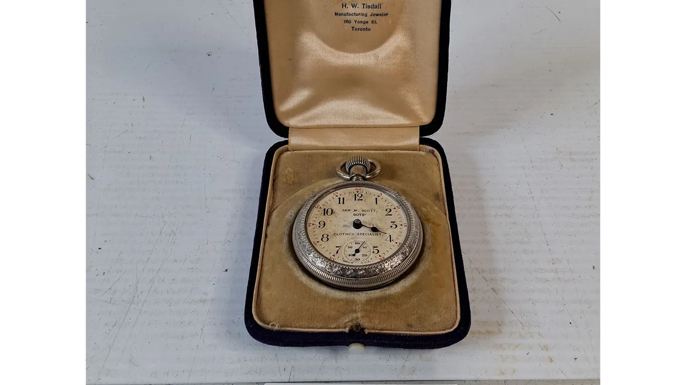 Antique Open Face Pocket Watch-Sam M Scott Boys Advertising-no glass