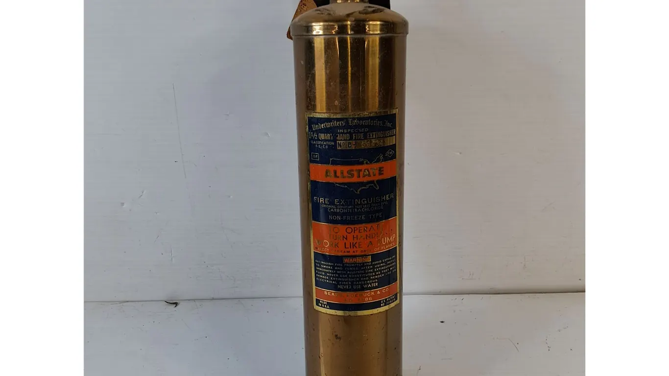 Sears Allstate Brass Hand-Pump Fire Extinguisher