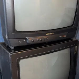 Sansui TVM1315 CRT Television with Antenna and Electrohome 33CG11 TV Receiver with Remote