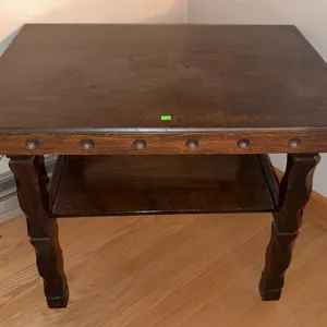 Rectangular Wood Side Table with Stud Detail and Lower Shelf