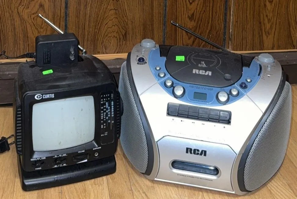 Curtis Portable TV Radio and RCA Stereo Bass Reflex CD Cassette Boombox