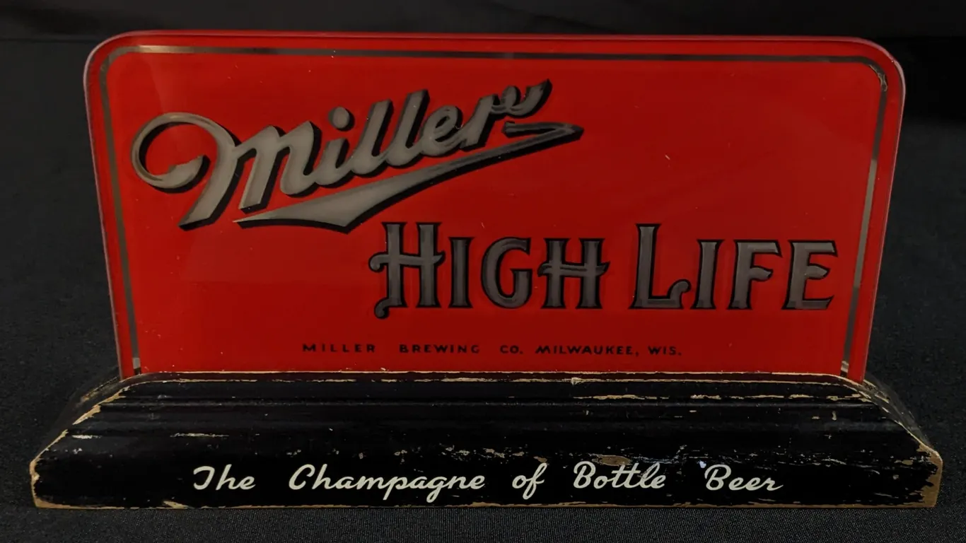 BACK BAR SIGN MILLER HIGH LIFE THE CHAMPAGNE OF BOTTLED BEER MILWAUKEE WISCONSIN