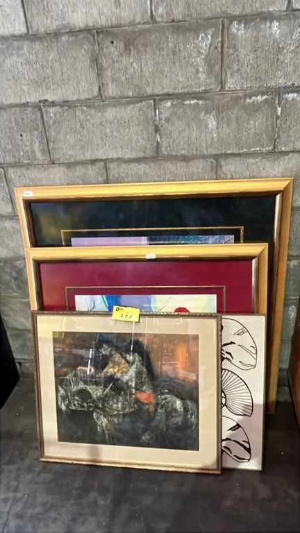 (4) ASSORTED FRAMED ART: PRINTS & ORIGINALS.