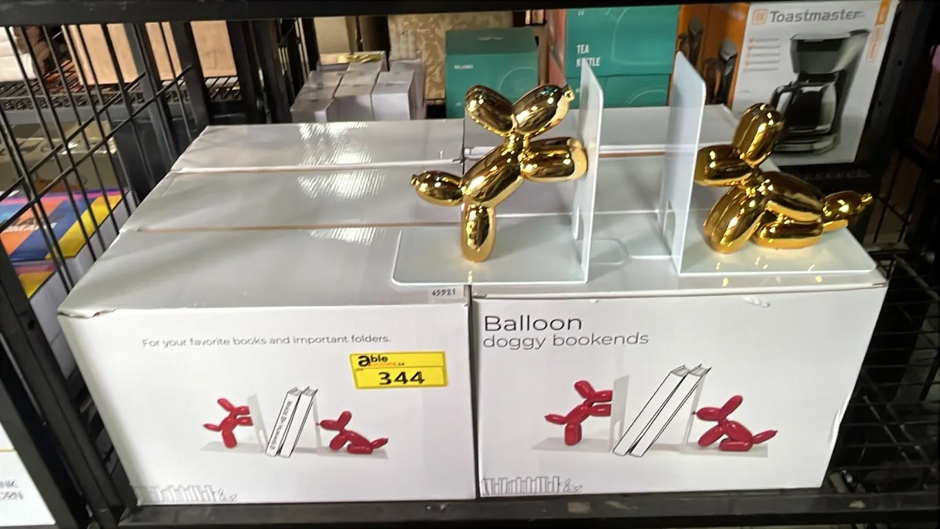 (6) *NEW IN BOX* GLAZED CERAMIC BALLOON DOGGY BOOKENDS