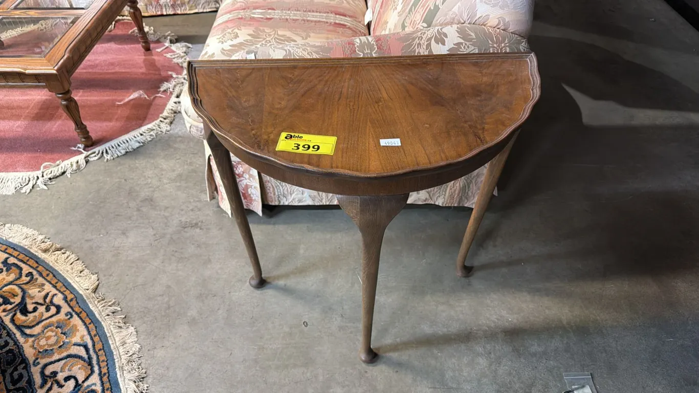 VINTAGE WOOD DEMILUNE TABLE