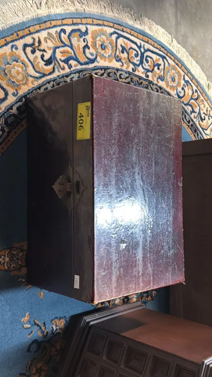 VINTAGE WOOD HEXAGON END TABLE WITH STORAGE