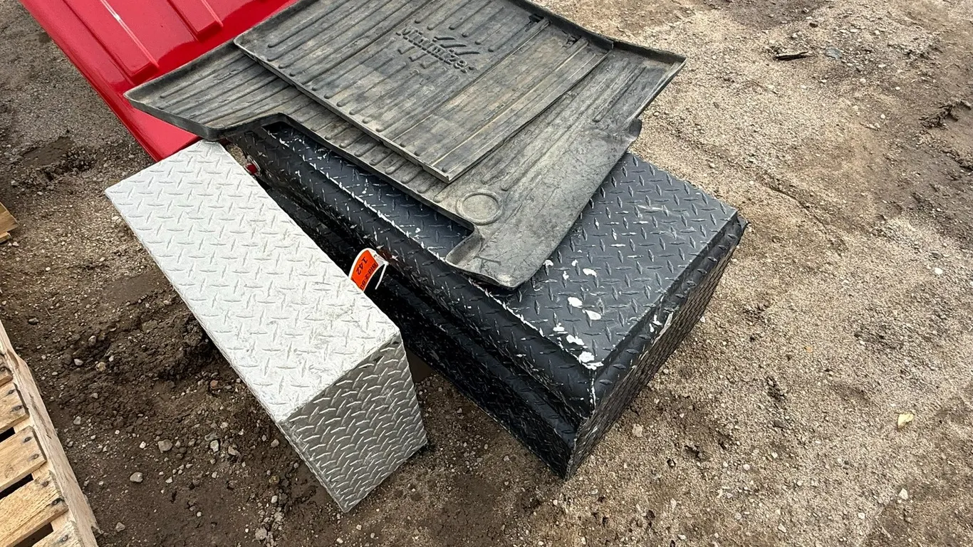 (2) Truck Tool Boxes and (2) Minimizer Floor Mats