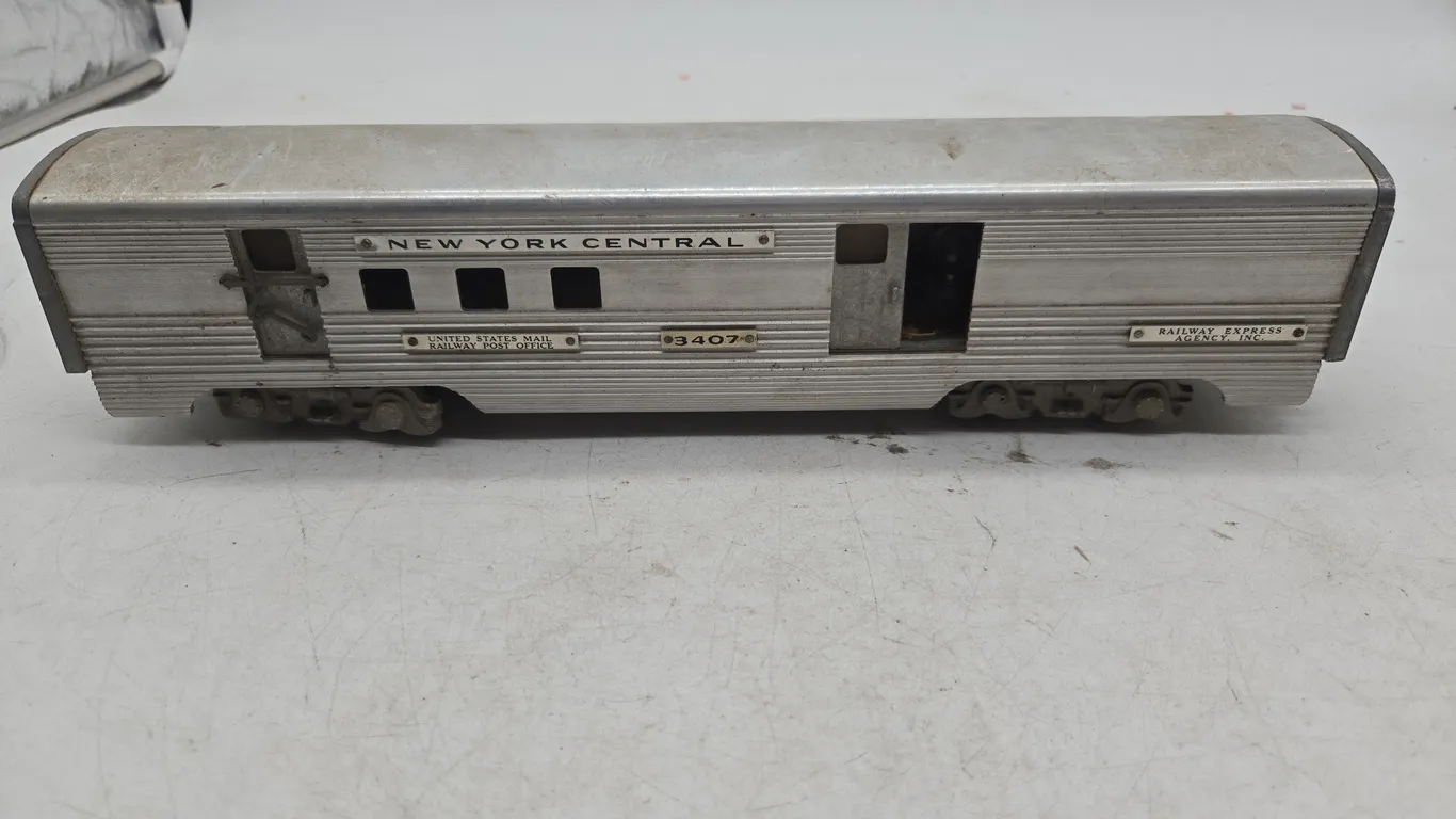 Vintage American model toys New York Central number 3407 aluminum United States Post office railway