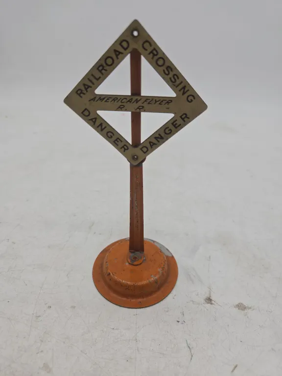 Vintage American flyer number 206 warning sign tinplate