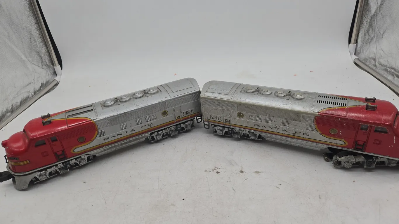 Vintage Lionel Santa Fe number 2343 diesel locomotive and dummy locomotive combination set