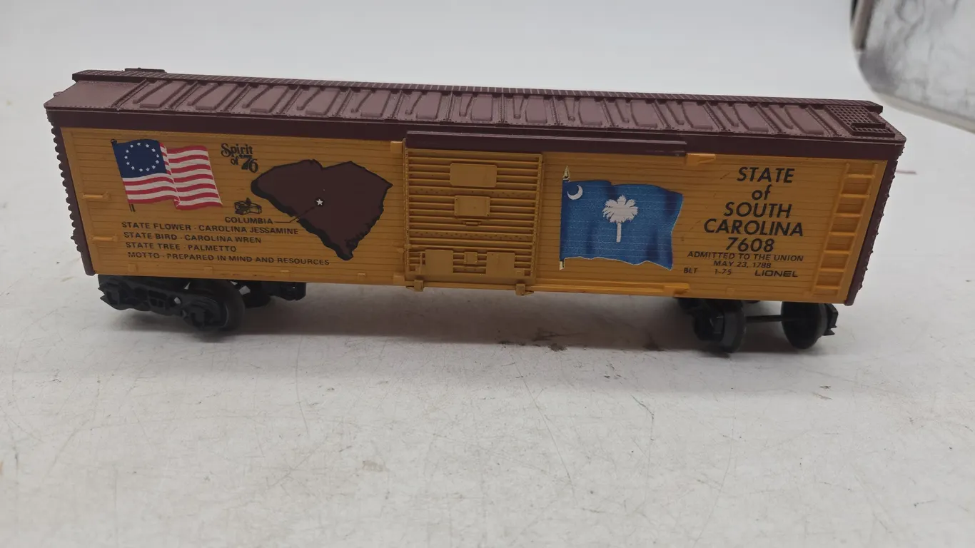 Vintage Lionel Spirit of 76 state of South Carolina boxcar number 7608