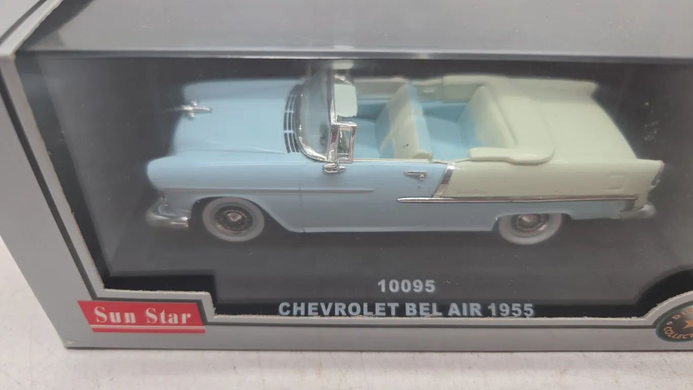 Vintage sunstar 1955 Chevrolet Bel Air convertible diecast car new inbox