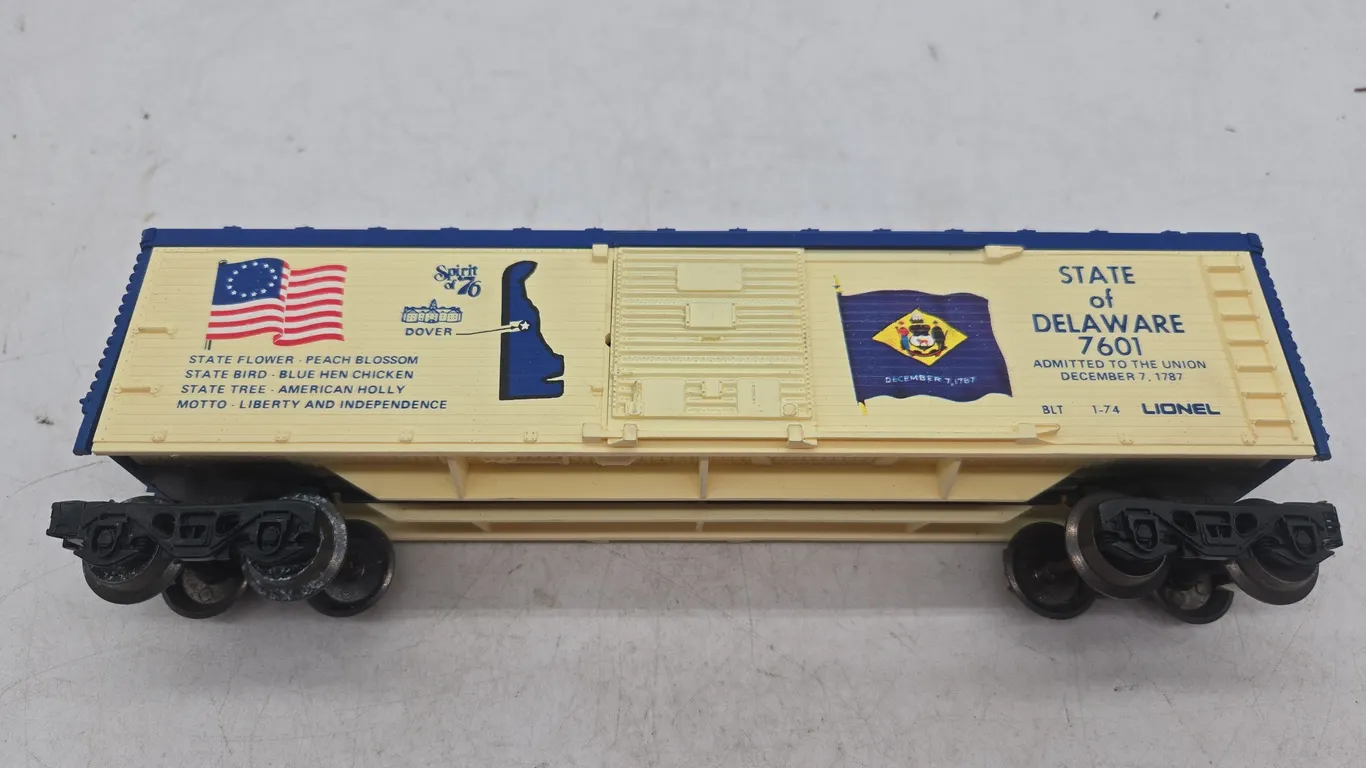 Vintage Lionel Spirit of 76 state of Delaware boxcar number 7601