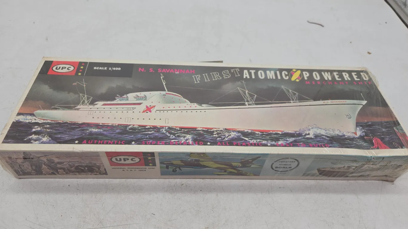 Vintage UPC NS Sylvania atomic powered merchant ship model in original box
