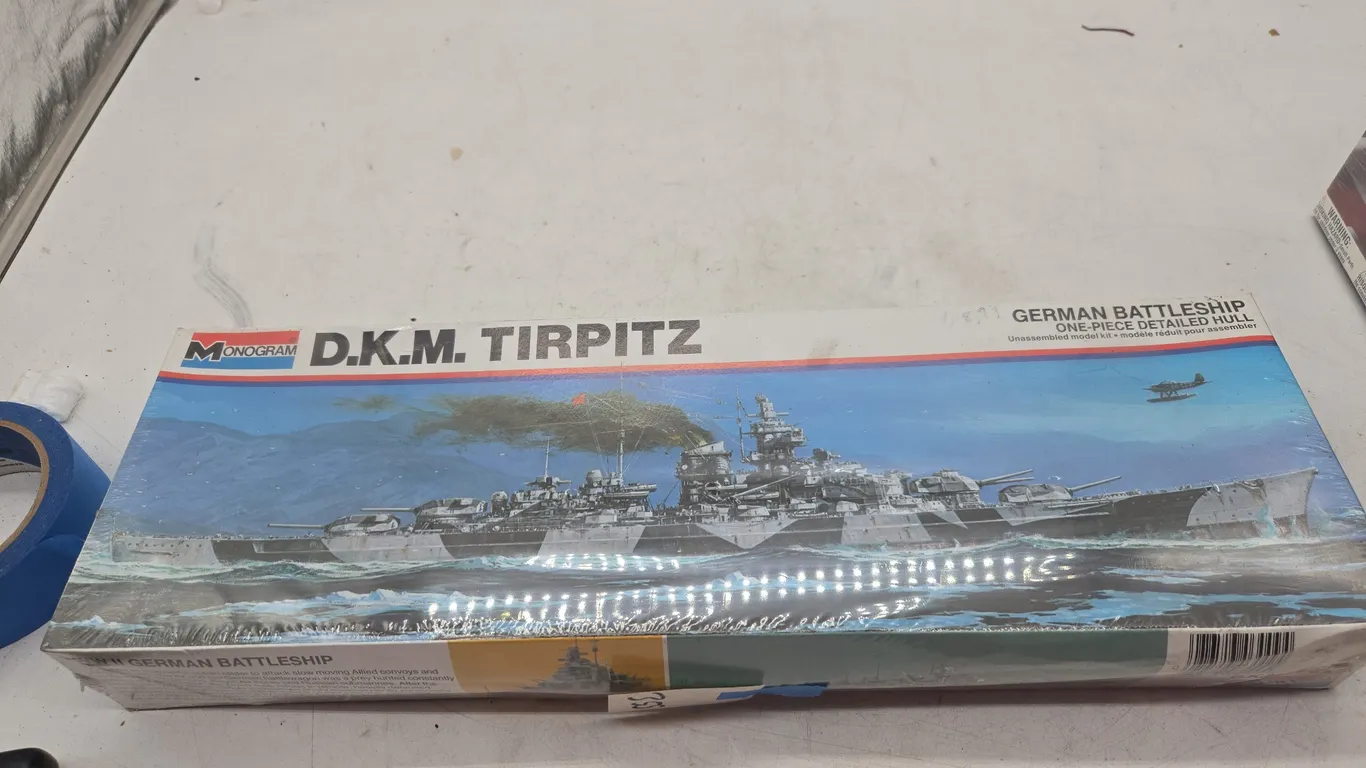 Vintage monogram dkm tirpitz German battleship model in original box