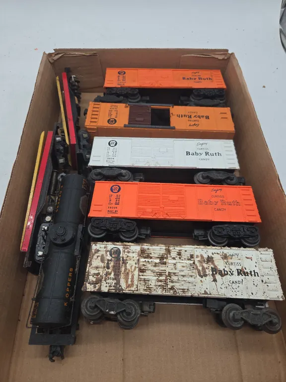 Assorted vintage train cars
