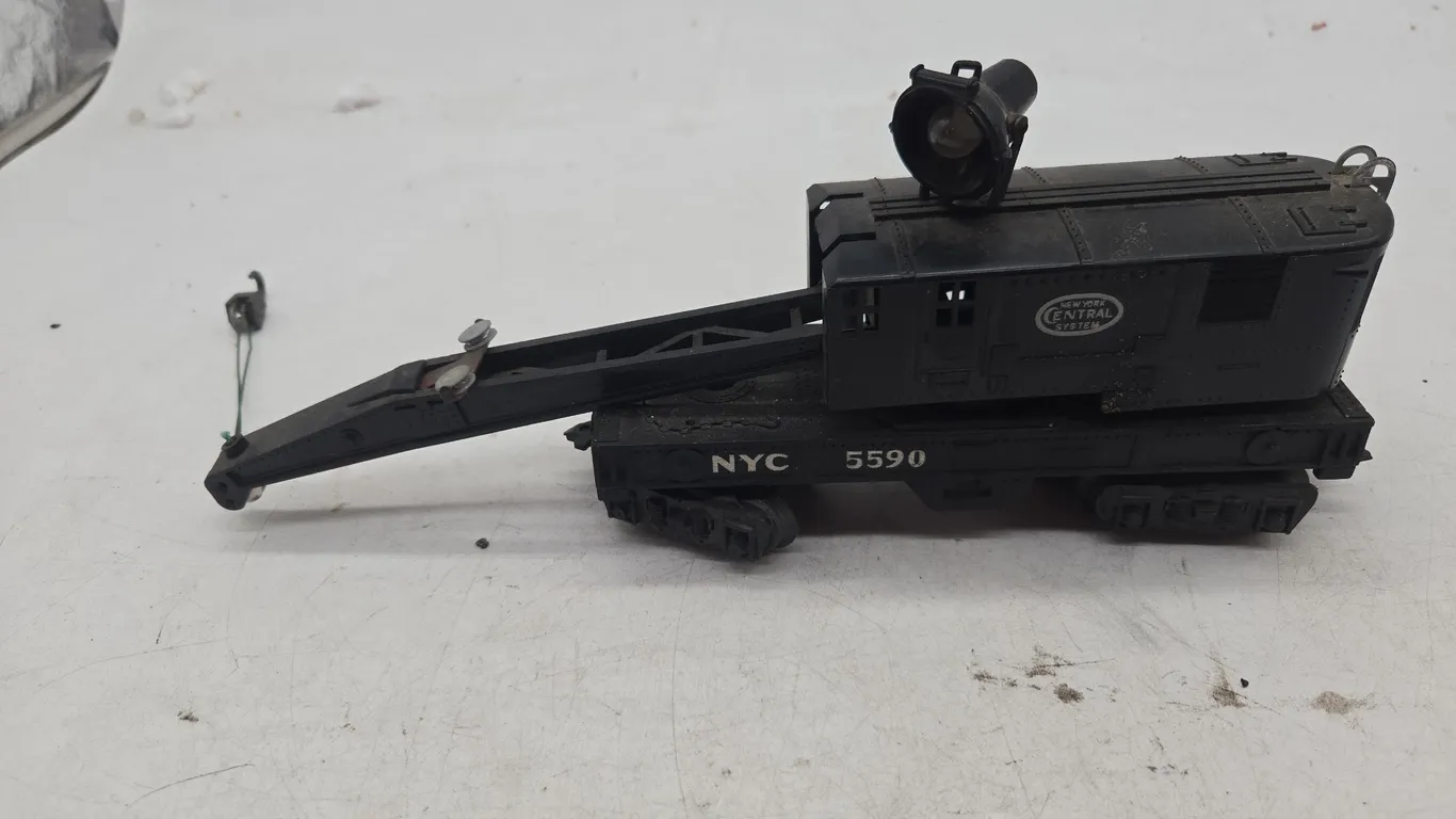 Vintage marxs Brand New York Central operating crane car with light