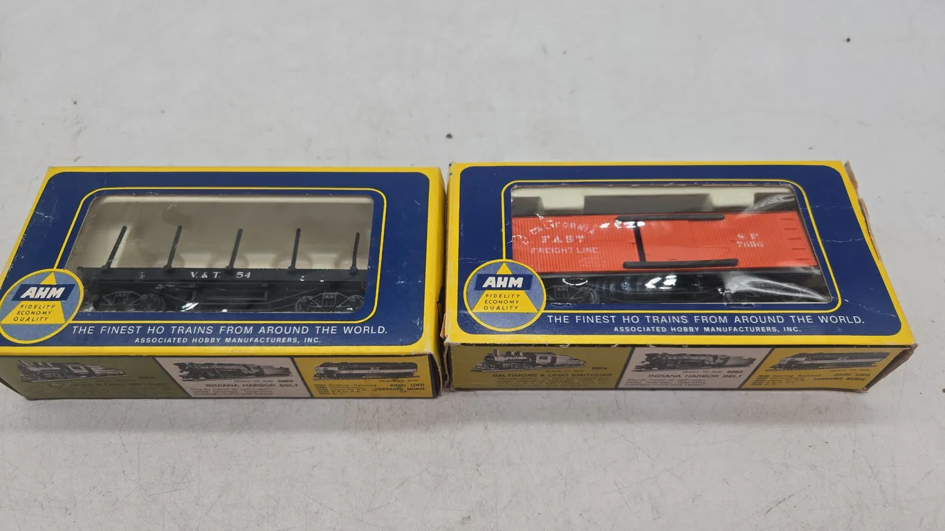 Vintage ahm brand train cars new and boxes