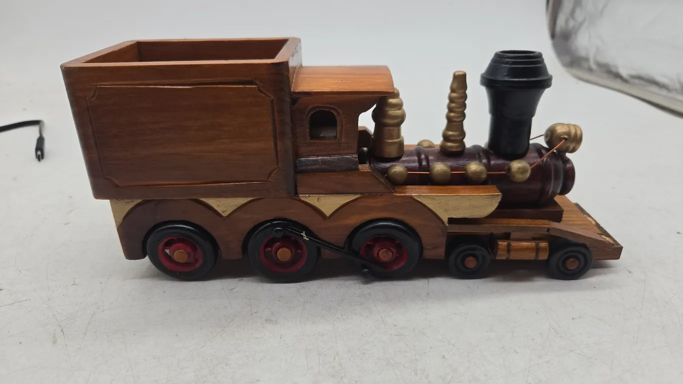 Vintage wooden train locomotive