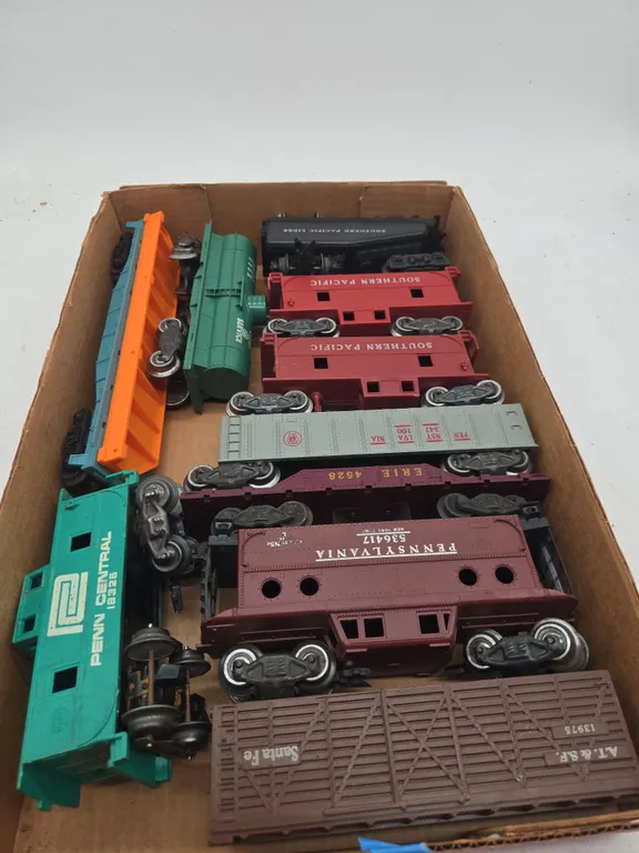 Assorted train cars