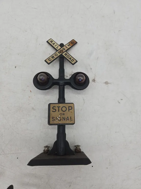Vintage marxs Brand number four two three metal flashing crossing sign