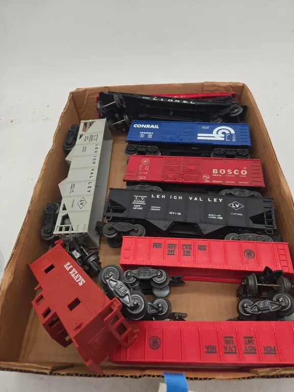 Assorted vintage train cars