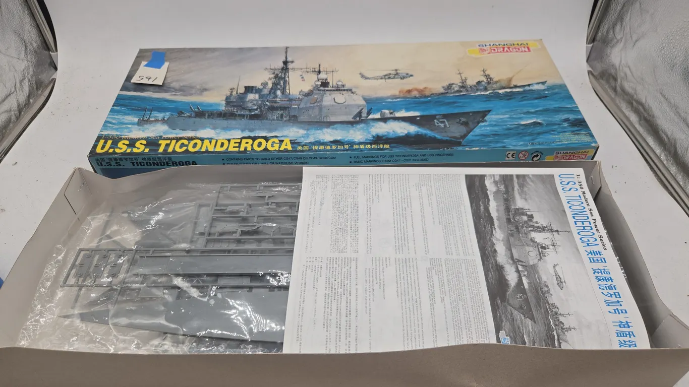 Vintage USS Ticonderoga battleship model new in box