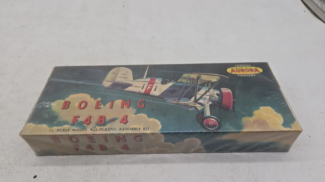 Vintage Aurora brand Boeing f4b4 biplane model kit in original box