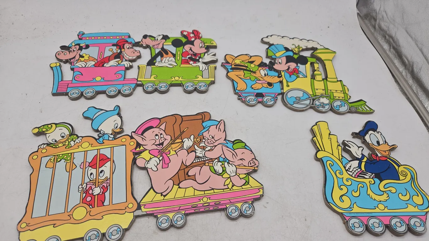 Vintage Walt Disney and Mickey mouse cardboard train wall decor