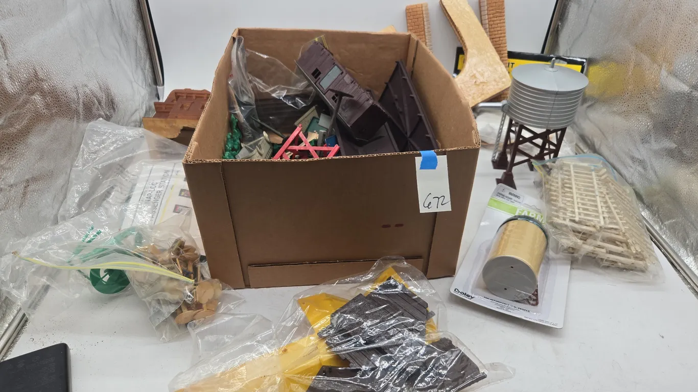 Large assortment of vintage train layout display models