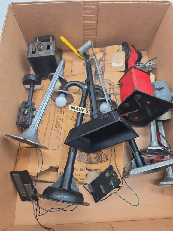 Large assortment of train layout accessories