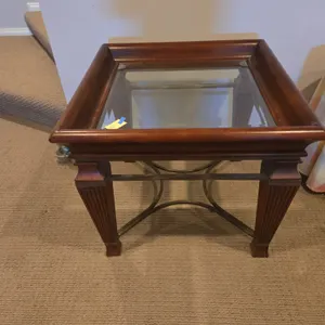Vintage Knoxville furniture glass topped end table