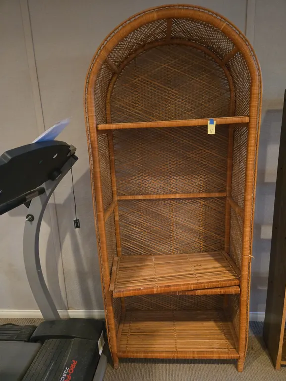 Wicker shelving unit