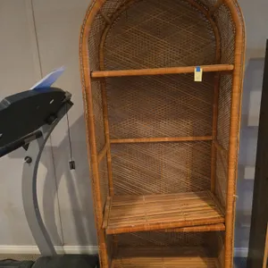 Wicker shelving unit