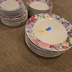 Vintage China Pearl stoneware Flora pattern plates bowls and side plates