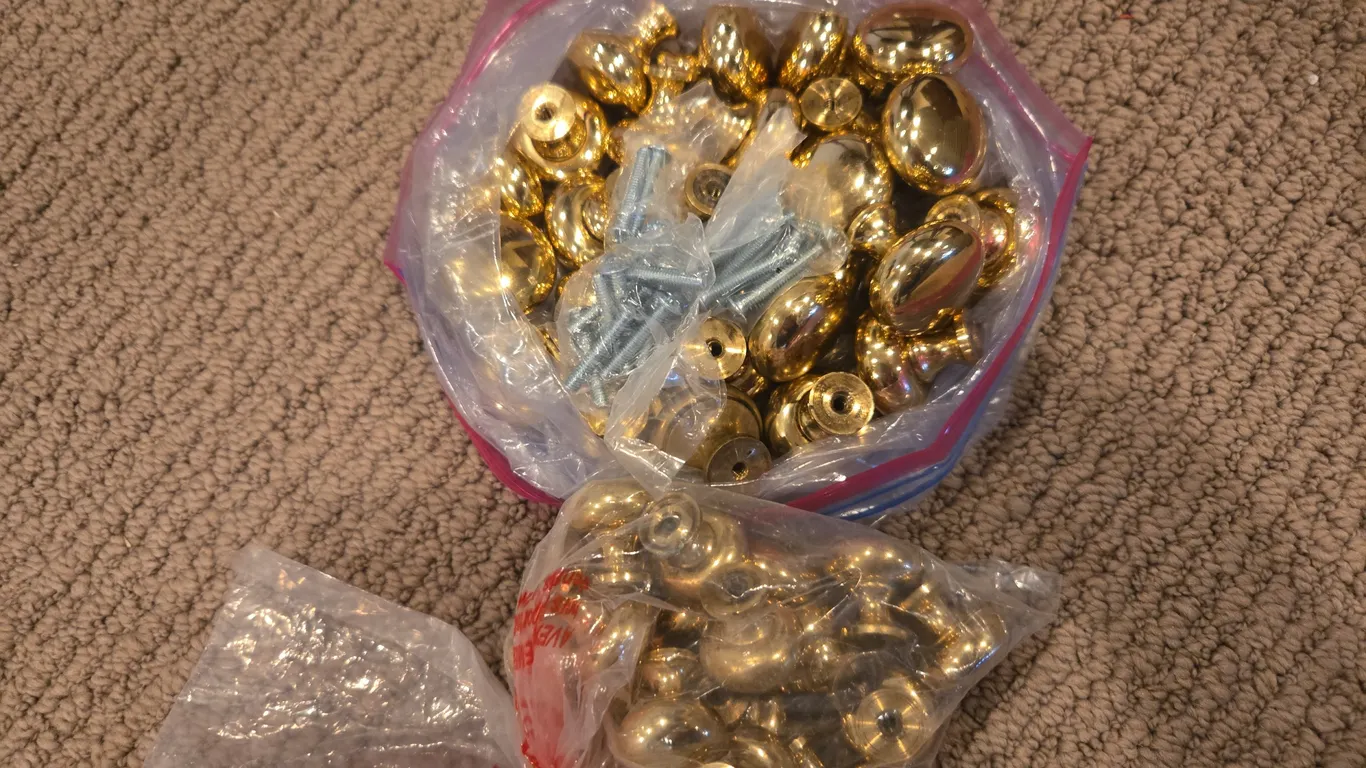 Vintage brass kitchen cabinet knobs