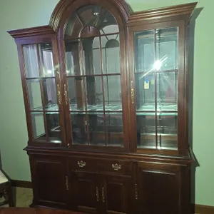 Vintage Pennsylvania house arched and lighted cherry china cabinet