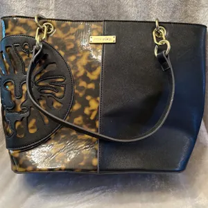 Anne Klein Black And Tortoise Shell Tote Bag