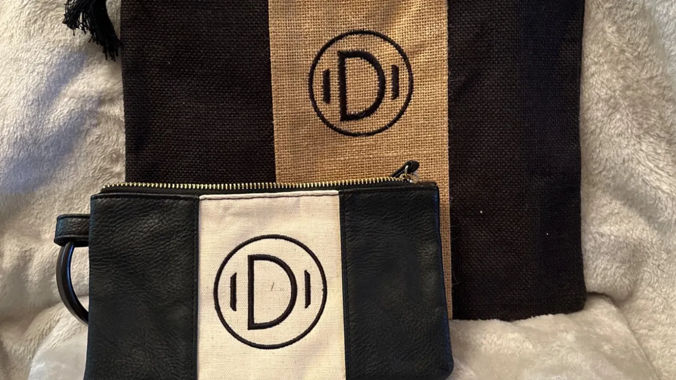 Mud Pie Set of Two Pouches With Monogram Design