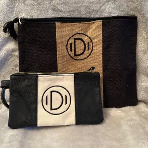 Mud Pie Set of Two Pouches With Monogram Design
