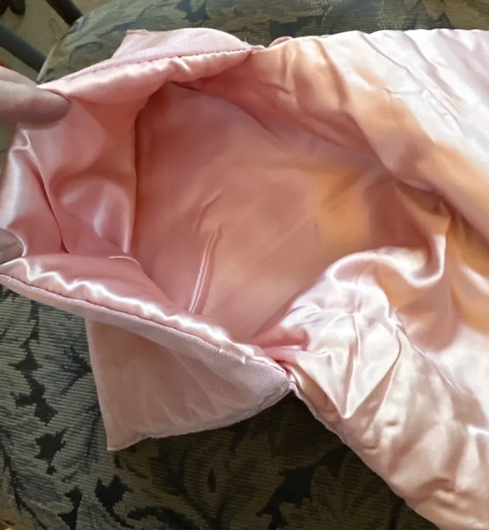 Pink Satin and Lace Pouch with Embroidered Trim