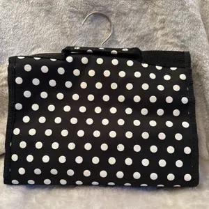 Polka Dot Hanging Travel Organizer with Clear Compartments