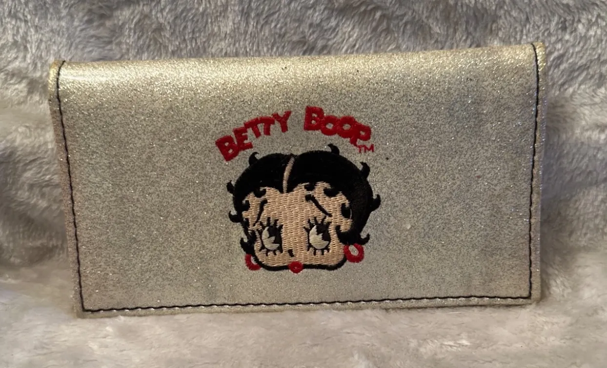 Silver Glitter Betty Boop Wallet with Embroidered Design