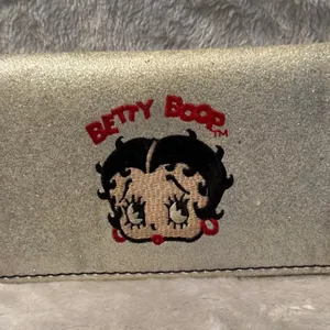 Silver Glitter Betty Boop Wallet with Embroidered Design