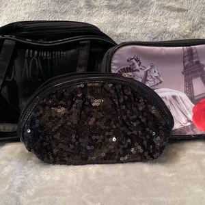 Three Cosmetic Bags with Various Designs and Materials