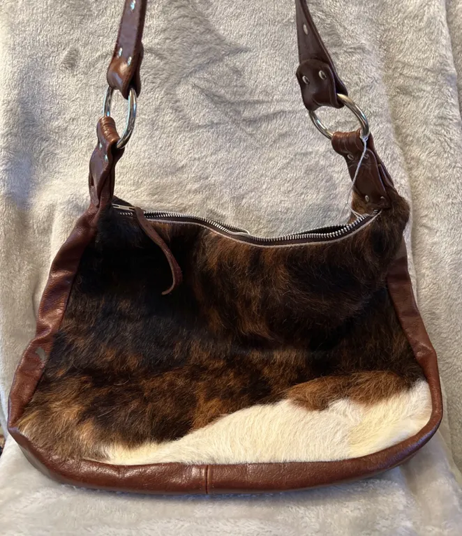 Maya Moon Faux Fur and Leather Shoulder Bag