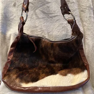 Maya Moon Faux Fur and Leather Shoulder Bag