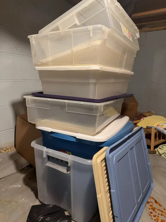 Assorted Large Plastic Storage Bins & Totes with Lids