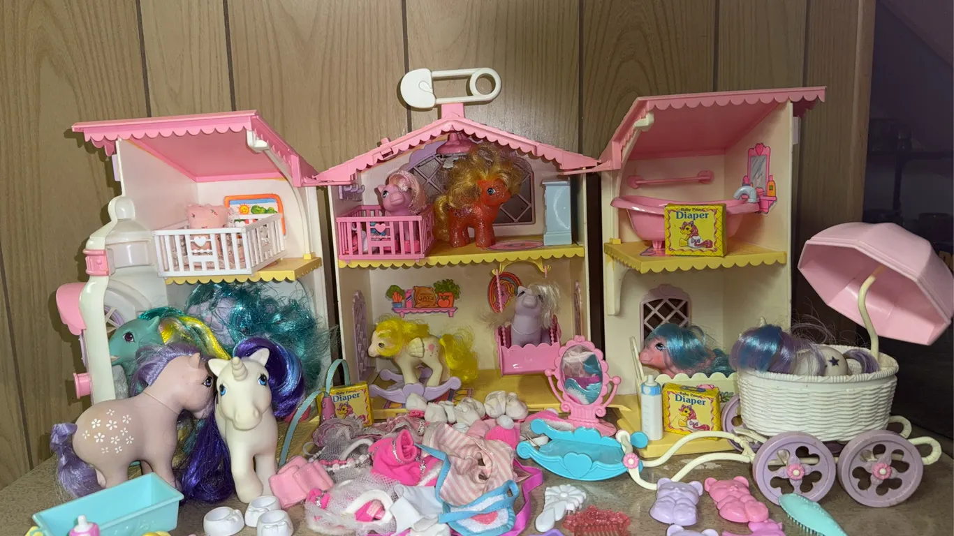 Vintage My Little Pony Nursery Playset with Ponies & Accessories