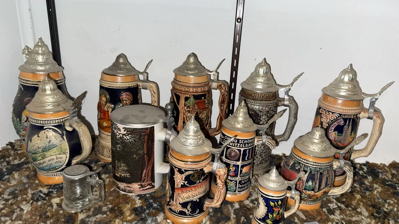 Vintage German Beer Steins with Pewter Lids – Assorted Collection